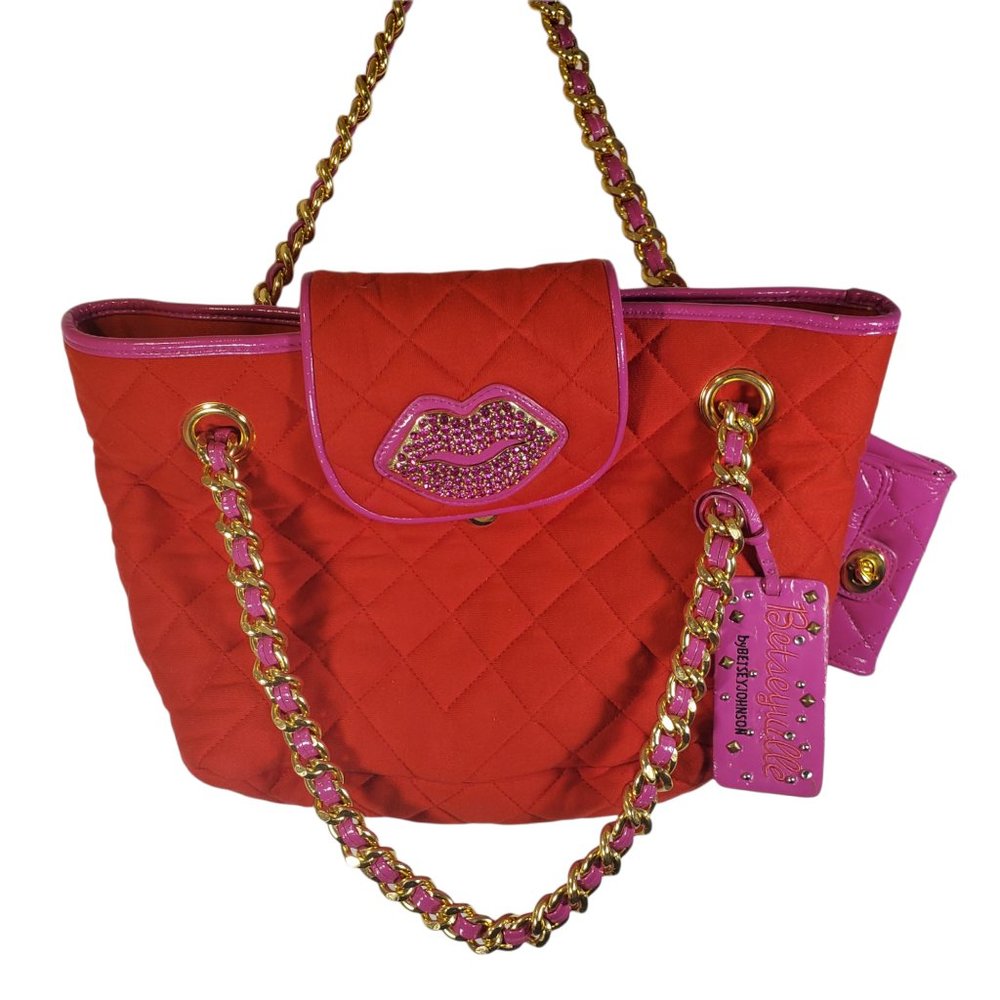Betsy Johnson Bag Good Used Condition With Small Wallet Attached Red Pink